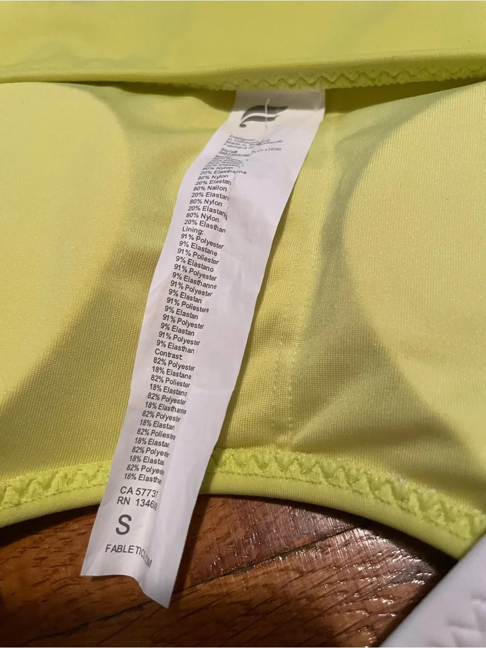 Fabletics Women’s Yellow Bathing suit/Sports Bra Size Small
